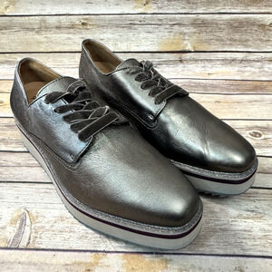 Johnston & Murphy Womens Metallic Bronze Leather Platform Oxford Shoes 10M
